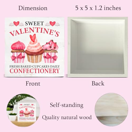 Valentines Decor, Valentines Day Decor Sweet Baked Cupcakes Wood Sign - color: Valentine01