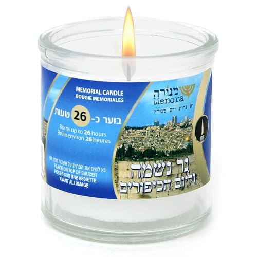 Yahrzeit Memorial Candles - 26 Hr Burn Time | Kosher Jewish Candles | Made in Israel | Ideal for Shiva, Yom Kippur, Passover | Featuring a Stunning Israel Landscape | Eternal Flame Pack of 6