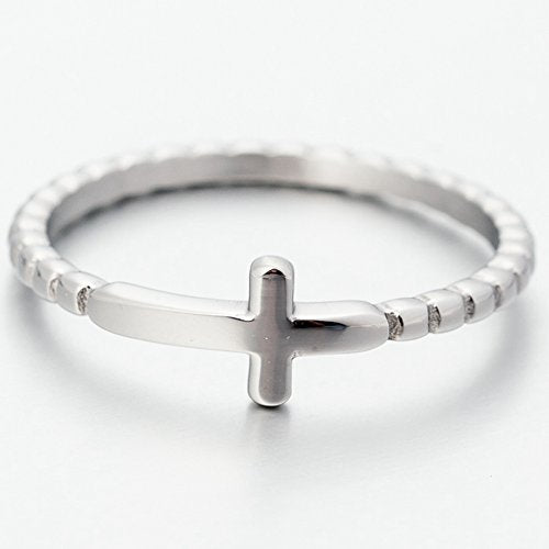 Jude Jewelers Stainless Steel Christian Sideways Cross Religious Ring Promise Statement Wedding Engagement - color: Silver