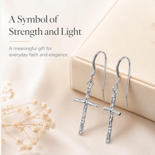 LeCalla 925 Sterling Silver Cross Earrings for Women and Men | Classic Unisex Christian Cross Dangler Earrings Silver | Religious Gifts for Women - color: Infinity Cross