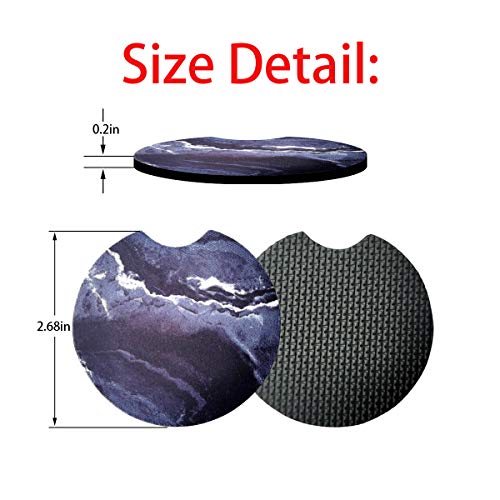 2 Pack Car Coasters for Drinks Absorbent - 2.75 Inch Cute Car Cup Holder Coasters for Women, Removable Cup Holder Coaster for Your Car, Car Interior Accessories for Women & Girls (Blue Marble) - color: Blue Marble