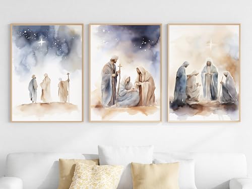 KERAXL Jesus Poster Canvas Christian Wall Art Religious Wall Decor God Picture Prints For Home Decor (8×12 inch,Set of 3,Unframed)