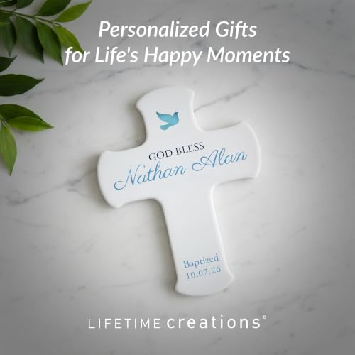 Baptism Wall Cross Personalized, Baptism Gifts for Baby Boy, 9 Inch - color: Blue