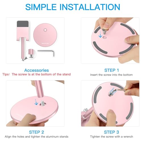 OMOTON CA04 Aluminum Tablet Phone Stand, Adjustable Desk Stand Rose Gold - color: rose gold