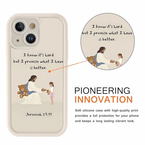 for iPhone 15 6.1'' Cute Bible Verse Bear Phone Case - color: White-Jesus Bear, size: iPhone 15