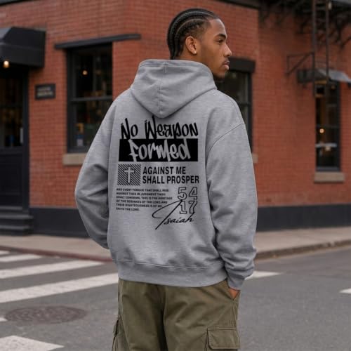 Christian Jesus Hoodie for Men God Faith Religious Cross Sweatshirt Bible Verse Inspirational Graphic Vintage Hoodies - color: Light Gray, size: XX-Large