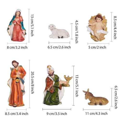 Nativity Set Christmas 12 Pcs Nativity Scene Catholic Manger Set Figurine - color: Multicolor, size: 8 inches