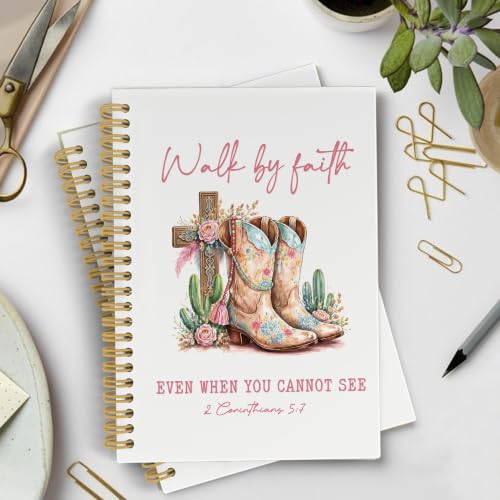 YLZlhb Christian Cross Western Cowgirl Spiral Notebook Journal 5.5x8.3 Inch - color: boots2
