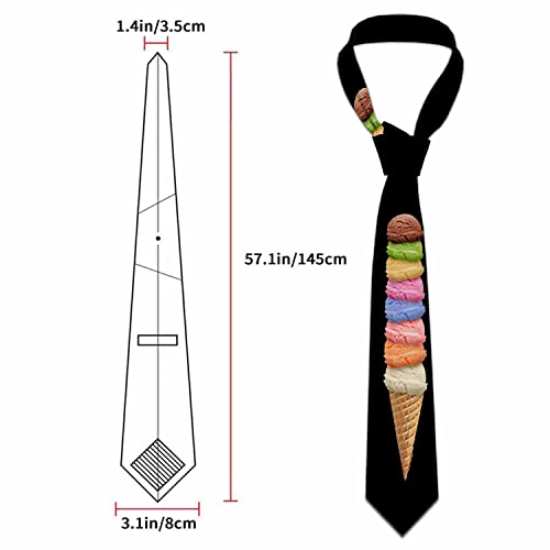 Black Dots Men's Neckties Retro Classic Circle Geometry Men's Tie for Mens Teens Business Work Casual Wedding Party - color: Ice Cream