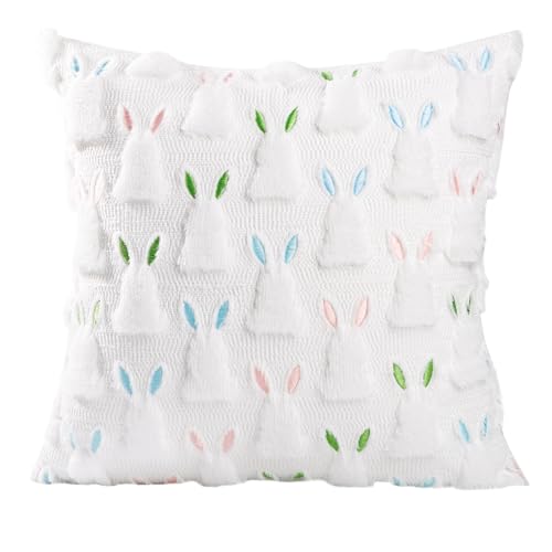 ALFEVA Easter Pillow Covers 20 x 20 Inch Set of 2 Easter Decorations Cute Soft Plush Bunny Throw Pillow, Spring Farmhouse Decorations for Home Sofa Couch Living Room Bedroom - size: 20" x 20" (Pack of 2)