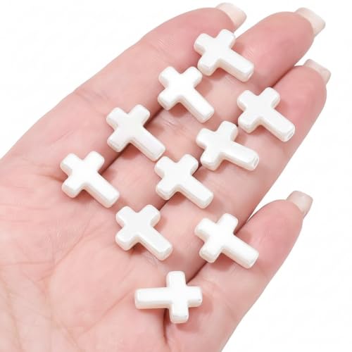 100Pcs White Cross Beads for Bracelet Acrylic Spacer Jewelry Making 15mm - color: White