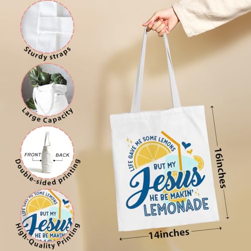 Tote Bag,Canvas Tote, Reusable Grocery Shopping Bag Aesthetic Shoulder Bag for Work, Beach, Camping 03 - color: Jesuslemonade