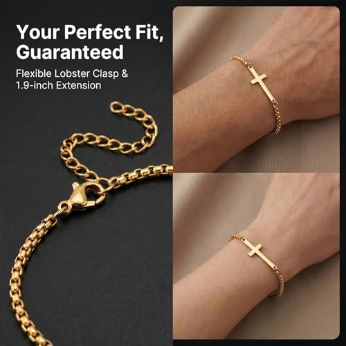 Cross Bracelet for Men with Inspirational Card - color: Gold