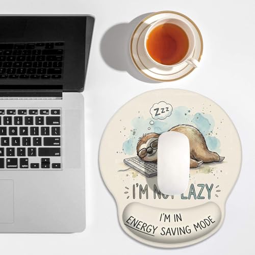 Britimes Ergonomic Mouse Pad with Wrist Support, Sloth Kawaii - color: Beige Kawaii Sloth