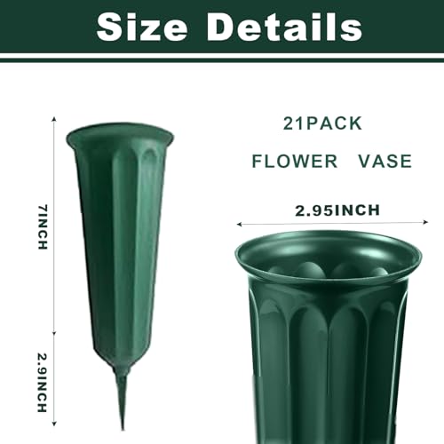 24 Pack Cemetery Vases for Grave Cemetery Vases with Spikes Flower Holder for Cemetery Cemetary Vase Grave Flower Holder Grave Flower Holder for Cemetery Green - color: Grass Green