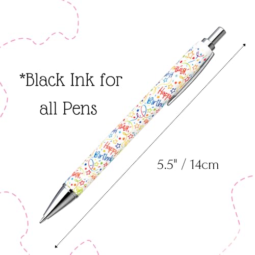 8PC Birthday Pens Ballpoint Writing Pen Bulk Gift Set Happy Birthdays Balloon Colorful Party Supplies Favors Journal Planner Desk Office Accessories Stationery Gifts for Students Adults Men Women - style: Birthday