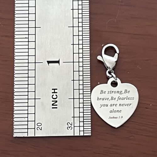 Heart-Shaped Christian Bible Verse Clip on Charms Stainless Steel Prayer Faith Religious Charms with Lobster Clasp for Women