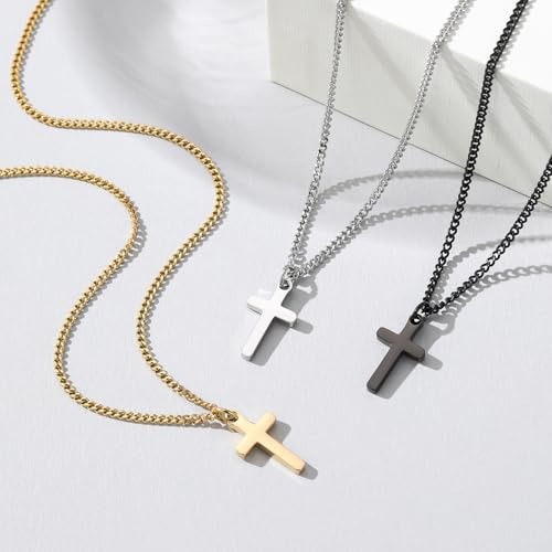 Small Cross Necklace for Boys Baptism Christmas Confirmation Valentines Easter Birthday Gifts to Teens Son Grandson Nephew - color: silver, style: Grandson