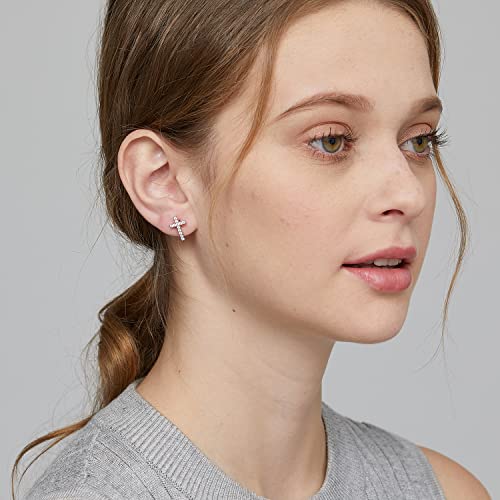 Han han 925 Sterling Silver Cross Earrings for Women and Men - style: D-CZ cross earrings