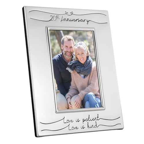 Haysom Interiors Beautiful Two Tone Silver Plated 20th Anniversary 4" x 6" Picture Frame with Black Velvet | Unique and Thoughtful Gift Idea by Happy Homewares - size: 20th Anniversary