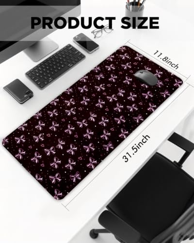 Mouse Pad, Desk Mat, 31.5x11.8in Large Mousepad, Bow - color: Bow