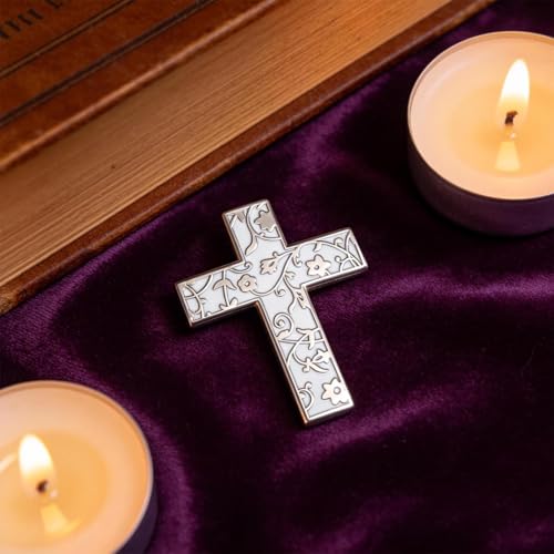 Cross Pin for Women Christian Lapel Brooch Religious Faith Jewelry - color: B1:flower
