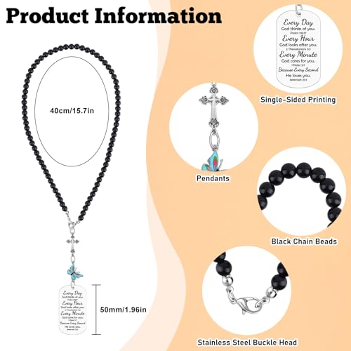 Cross Car Charms for Women Friends Inspirational Bible Verse for Niece Her Baptism Present for Best Friend Sister Car Hanging Accessories Religious Gift for Women Faith New Driver Gift - color: Butterfly Cross Themed Style3