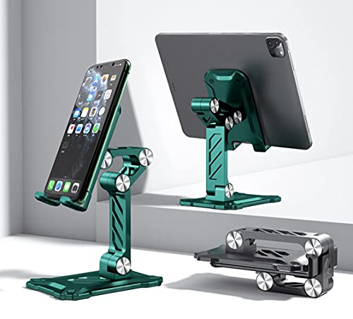 Phone Stand for Desk. Foldable Desktop Mobile Phone Stand with Angle Height Adjustable, Portable Office Cell Phone Holder, Cradle, Dock. Fits All 4.7-13in iPhone/Smartphone/iPad/Tablet. - color: Green