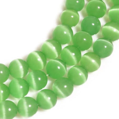 Green Cat Eye Beads 8mm Round Gemstone Loose Beads for Jewelry Making - color: Light Green, size: 8mm (45pcs)