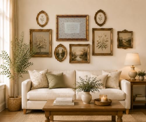 MOANXE Vintage Gold Framed Bible Verse Wall Art, Lamentations 3:21-24 - color: Brown Scripture, size: 12"L x 16"W