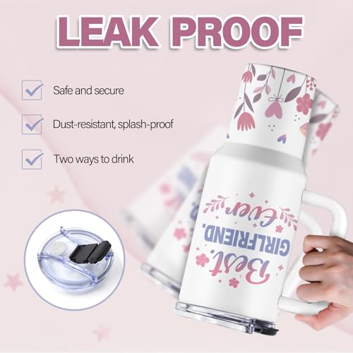 Girlfriend 40 oz Tumbler, with Handle Straw, Stainless Steel Cup - color: Girlfriend