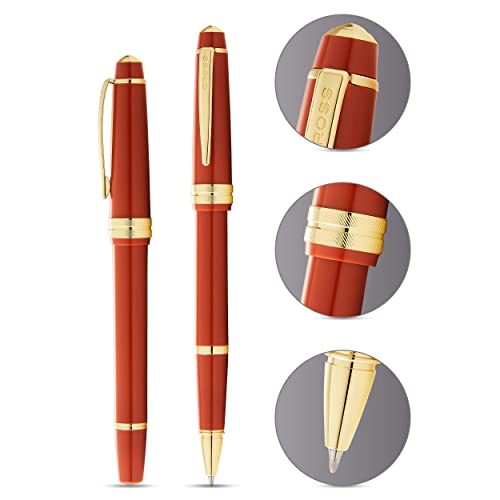 Cross Bailey Light Rollerball Pen, Polished Amber & Gold Tone, Black Ink - color: Polished Amber