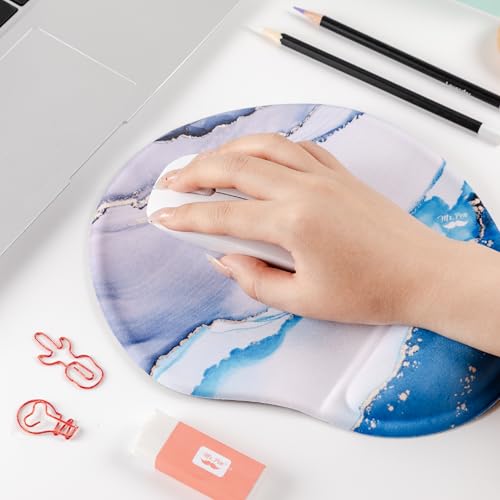 Mr. Pen- Ergonomic Mouse Pad with Wrist Rest, Glacial Blue Marble Design - color: Glacial Blue Marble
