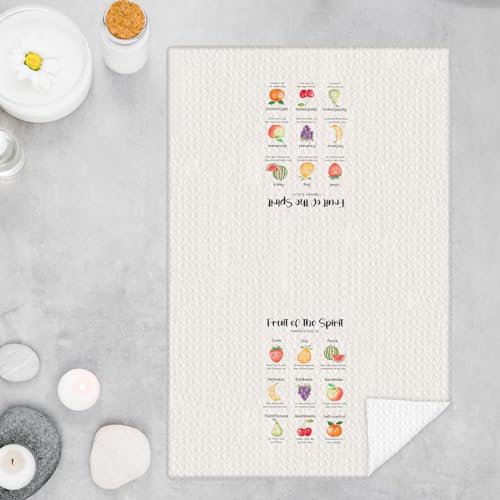 Fruit of The Spirit Christian Kitchen Towels, Bible Verse Gifts Dish Tea Towels for Kitchen Decor, Fruit Positive Affirmations Religious Scripture Hand Towel, 16x24 Inches - color: Christian-g