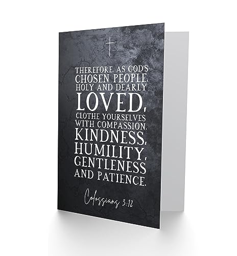 Artery8 Colossians 3:12 Clothe Yourselves with Compassion Christian Bible Verse Quote Scripture Typography Sealed Greeting Card Plus Envelope Blank inside - color: Compassion