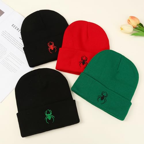 Beanies for Men & Women - Knit Beanie, Warm & Soft Beanie hat, Daily Knit Hat - color: Red Spider