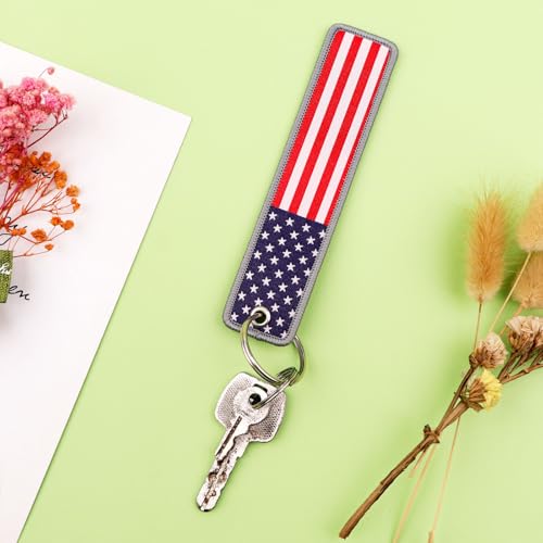 Woven Keychains (2-Packs) - Motorcycle Key Tag for Keys, Cars, Scooters, Aesthetic Key Chain for Women, Teacher, Men - color: American Flag