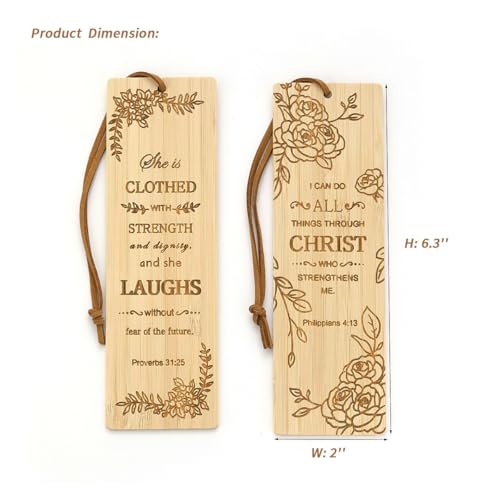 2 Pcs Bible Bookmarks for Women, Bamboo Religious Christian Bookmarks Gifts for Women Book Marks for Reading (Plant) - style: Plant