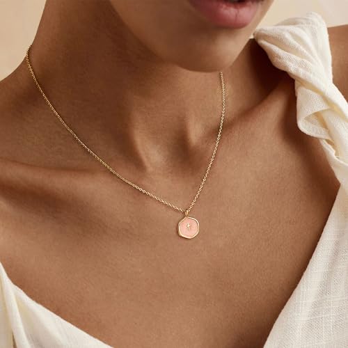 Cross Necklace for Women,Dainty 14k Gold Plated Pendant Necklaces - color: Gold-1