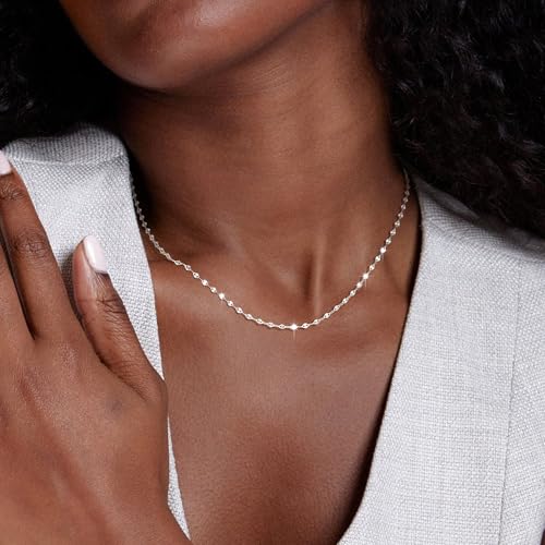 Carffordo 925 Sterling Silver Chain Necklace, Lip Link Necklace for Women - color: Silver, size: 16 Inch