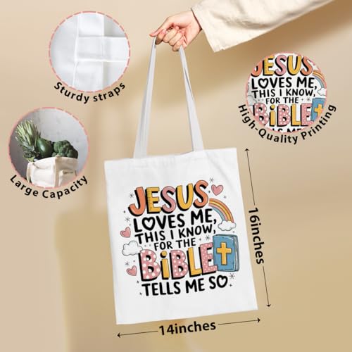 VICBOU Bible Verse Canvas Tote Bag Religious Christian Gifts for Women Men Faith Canvas Tote Reusable Grocery Bag - color: Jesusbible