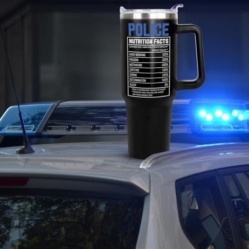 Police Gifts For Men, 40oz Tumbler with Handle Stainless Steel Insulated, Coffee Cup with Lid and Straw, Police Academy Graduation Gifts - Retirement Gift for Policeman & Policewoman. - color: Police