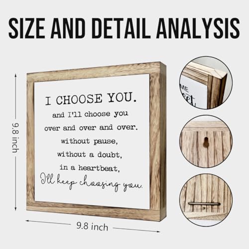 Romantic Marriage Quote Wooden Sign, Home Table Decor, Plaque for Valentines Day, Wedding Anniversary Decor Art, I Choose You I'll Keeping Choosing Sign, Wooden Plaques Box Signs, 9.8 * 9.8 Inch - color: Home 18