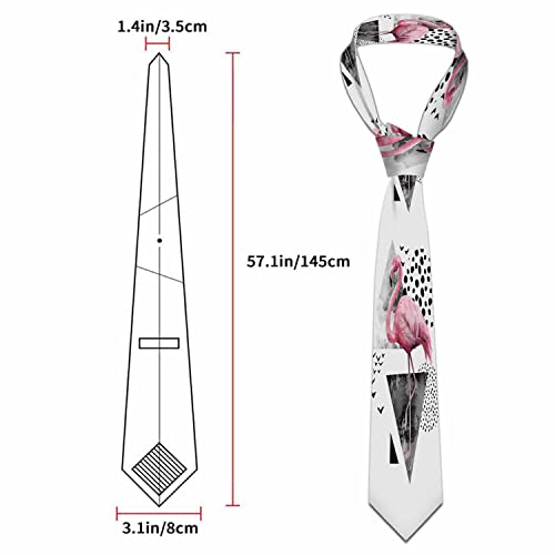Black Dots Men's Neckties Retro Classic Circle Geometry Men's Tie for Mens Teens Business Work Casual Wedding Party - color: Pink Flamingo