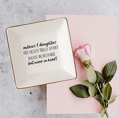 Simply Charmed Gift from Mother or Daughter - or Mother's Day or Birthday Gift Between Mom and Daughter - Ceramic Jewelry Ring Dish or Tray - style: Mothers Daughters