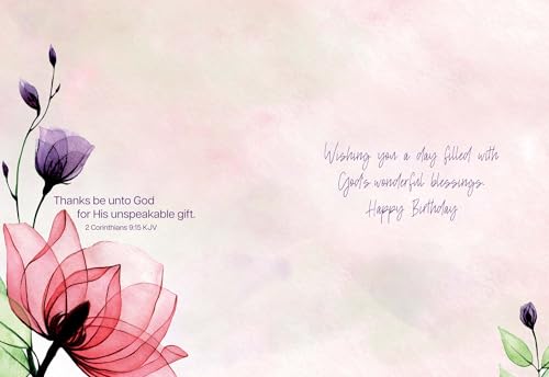 Beautiful Floral Birthday Cards KJV, 12 Count