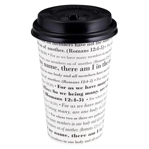 Living Grace Disposable Coffee Cup with Lid - 12-Ounce Hot Beverage Cups, 25-Count, Gather Together - color: Gather Together