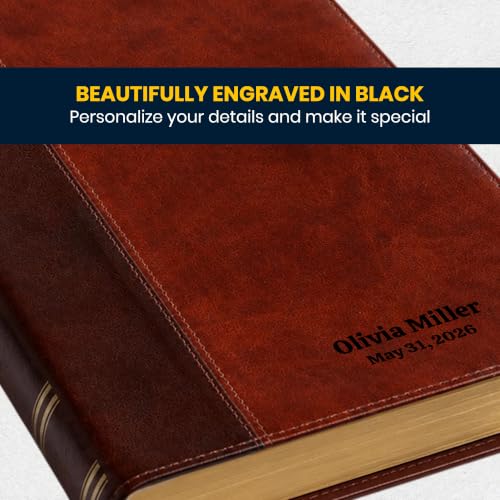 Personalized KJV Giant Print Bible for Adults, Name Engraved, Standard Size - color: Brown | Giant Print