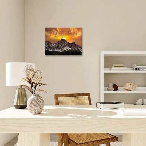 Christian Cross Wall Art Bible Verse Scriptures Pictures Wall Decor Religious Faith Canvas Prints Mountain Painting Frame Modern Artwork Home Decoration For Church Living Room Bedroom Office 16"X20" - color: Cross In Moutain, size: 16"L x 20"W