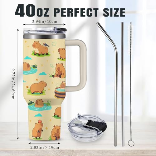 Christian Gifts for Women 40oz Tumbler - Insulated Travel Mug with Handle (Capybara1, 40 Ounces) - color: Capybara1